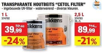 Hubo Transparante houtbeits cetol filter aanbieding