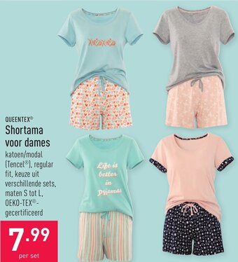 ALDI Queentex Shortama voor dames aanbieding
