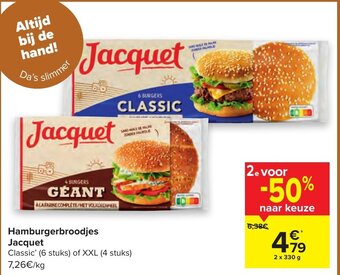 Carrefour Hamburgerbroodjes Jacquet aanbieding