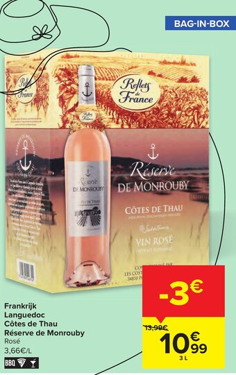 Carrefour Frankrijk Languedoc Cotes de Thau Reserve de Monrouby aanbieding