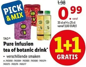 Lidl Pure infusion tea of botanic drink aanbieding