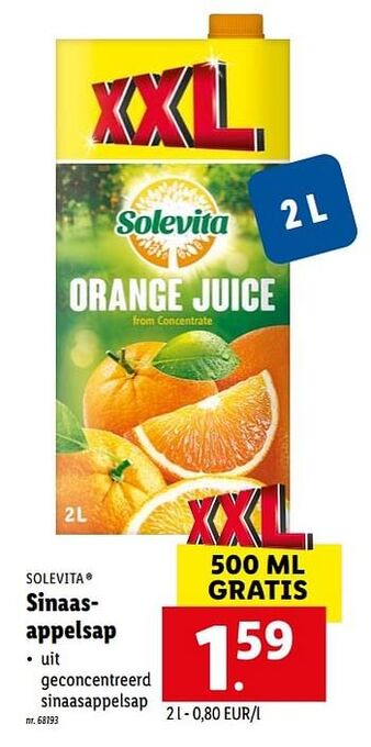 Lidl Sinaasappelsap aanbieding