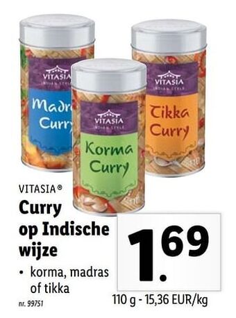 Lidl Curry op indische wijze aanbieding