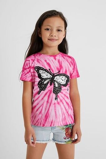 T-shirt met vlinder van omkeerbare pailletten - RED - 7/8