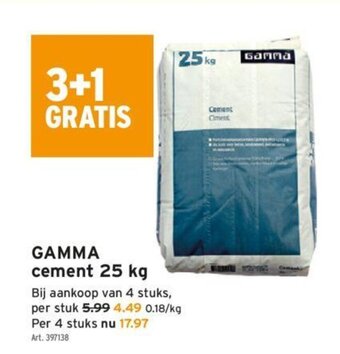 GAMMA Gamma cement 25 kg aanbieding