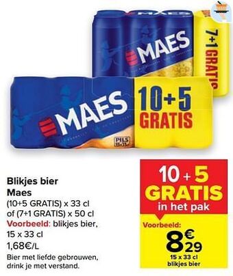 Carrefour Blikjes bier maes aanbieding