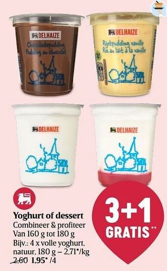 Delhaize Volle yoghurt natuur aanbieding