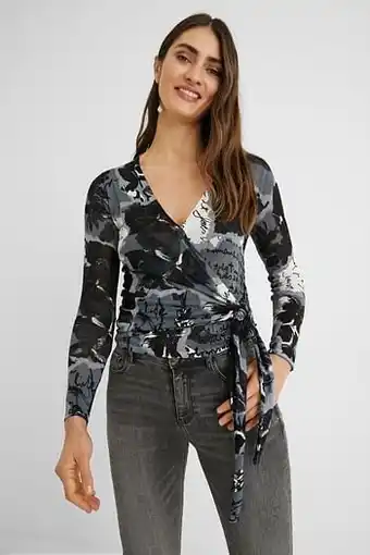 Gebreid vest met strik en print - BLACK - S