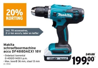 GAMMA Makita schroefboormachine accu DF488DAEX1 18V aanbieding