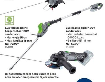 GAMMA Lux telescopische heggenschaar 20V zonder accu aanbieding