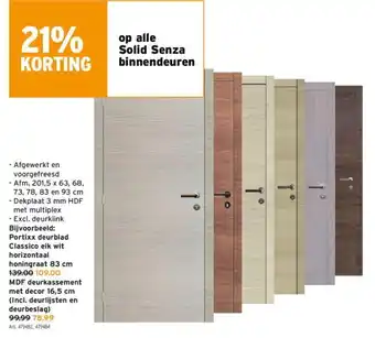 Portixx deurblad Classico eik wit horizontaal honingraat 83cm