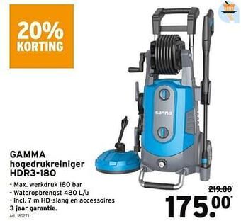 GAMMA Gamma hogedrukreiniger hdr3-180 aanbieding
