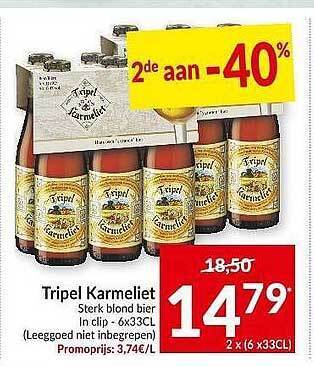 Intermarché Tripel Karmeliet Sterk Blond Bier aanbieding