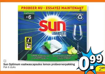Albert Heijn Sun Optimum vaatwascapsules lemon probeerverpakking aanbieding