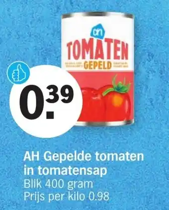 Albert Heijn AH Gepelde tomaten in tomatensap aanbieding