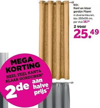 Leen Bakker Kant en klaar gordijn miami aanbieding
