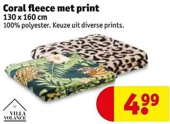 Kruidvat Coral fleece met print 130x160cm aanbieding