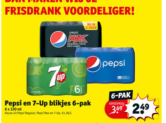 Kruidvat Pepsi en 7-Up blikjes 6-pak aanbieding