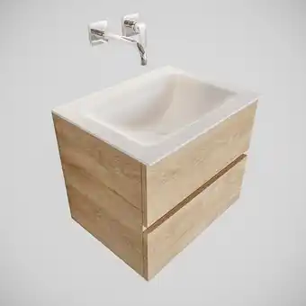 Sawiday MONDIAZ VICA 60cm badmeubel washed oak 2 lades wastafel cloud midden zonder kraangat aanbieding