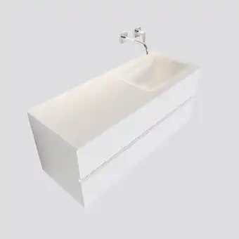 Sawiday MONDIAZ VICA 120cm badmeubel talc 2 lades wastafel cloud rechts zonder kraangat aanbieding