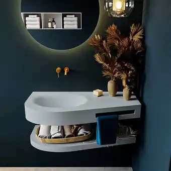 Sawiday MONDIAZ RIVA badmeubelsets 100x50x5.8cm 0 lades Clay mat 0 kraangaten 1 wasbak links Clay solid surface aanbieding