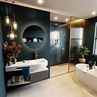 Sawiday MONDIAZ RIVA badmeubelsets 120x50x30cm 1 lade MDF Dark Grey mat push to open 1 kraangat 1 wasbak rechts Talc solid surface aanbieding