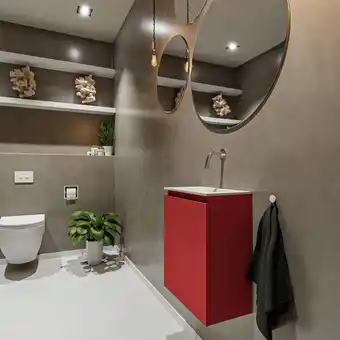 Sawiday MONDIAZ TURE Toiletmeubel 40x23x50cm met 0 kraangaten 1 deuren fire mat Wastafel Eden midden Solid Surface Wit aanbieding