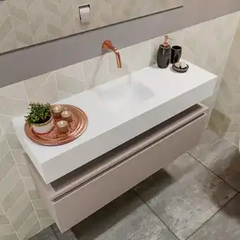 Sawiday MONDIAZ ANDOR Toiletmeubel 100x30x30cm met 0 kraangaten 1 lades smoke mat Wastafel Lex midden Solid Surface Wit aanbieding