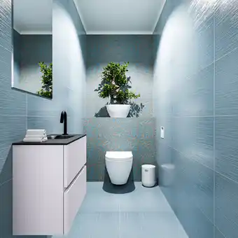 Sawiday MONDIAZ ADA Toiletmeubel 60x30x50cm met 1 kraangaten 2 lades cale mat Wastafel Lex rechts Solid Surface Zwart aanbieding