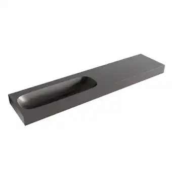 Sawiday Mondiaz STOR MEDIUM Darkgrey vrijhangende wastafel 200cm links rand 12cm aanbieding