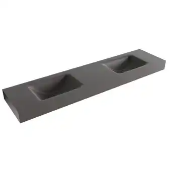 Sawiday Mondiaz CLOUD Darkgrey vrijhangende wastafel 190cm dubbel rand 12cm aanbieding