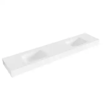 Sawiday Mondiaz GRUNNE Talc vrijhangende solid surface wastafel 190cm dubbel rand 12cm aanbieding