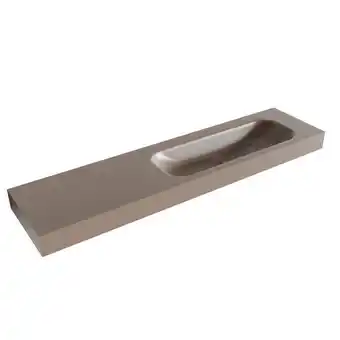 Mondiaz BIG MEDIUM Smoke vrijhangende wastafel 190cm rechts rand 12cm