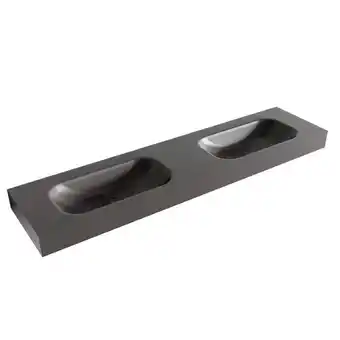 Sawiday Mondiaz BIG SMALL Darkgrey vrijhangende wastafel 190cm dubbel rand 12cm aanbieding