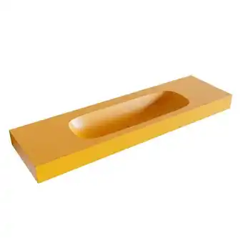 Mondiaz STOR MEDIUM Ocher vrijhangende wastafel 160cm midden rand 12cm