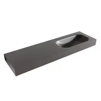 Sawiday Mondiaz BIG SMALL Darkgrey vrijhangende wastafel 160cm rechts rand 12cm aanbieding