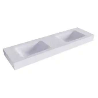 Sawiday Mondiaz CLOUD Cale vrijhangende solid surface wastafel 160cm dubbel rand 12cm aanbieding