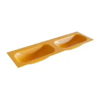 Sawiday Mondiaz BIG small Ocher solid surface inbouw wastafel 150cm dubbel aanbieding