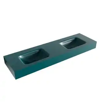 Sawiday Mondiaz GRUNNE Smag vrijhangende solid surface wastafel 140cm dubbel rand 12cm aanbieding