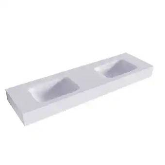 Sawiday Mondiaz GRUNNE Cale vrijhangende solid surface wastafel 140cm dubbel rand 12cm aanbieding
