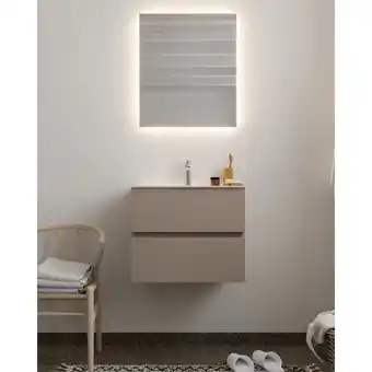 Sawiday MONDIAZ VICA 60cm badmeubel smoke 2 lades wastafel cloud midden met 1 kraangat aanbieding
