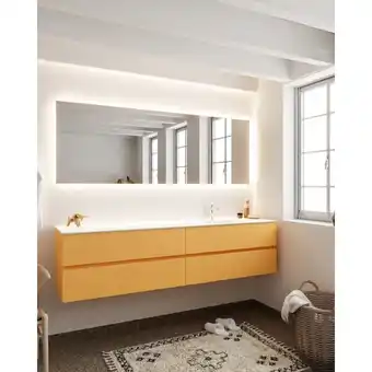 Sawiday MONDIAZ VICA 200cm badmeubel ocher 4 lades wastafel moon rechts met 1 kraangat aanbieding