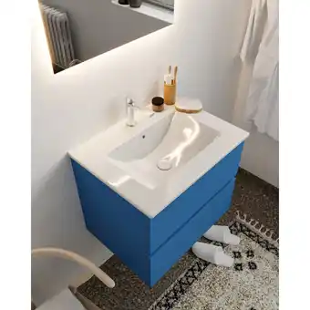 MONDIAZ VICA 60cm badmeubel jeans 2 lades wastafel denia midden met 1 kraangat