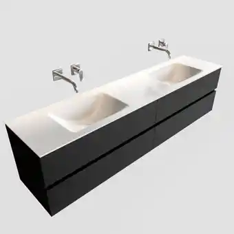 Sawiday MONDIAZ VICA 200cm badmeubel urban 4 lades wastafel cloud dubbel zonder kraangat aanbieding