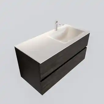 Sawiday MONDIAZ VICA 100cm badmeubel dark brown 2 lades wastafel cloud rechts met 1 kraangat aanbieding