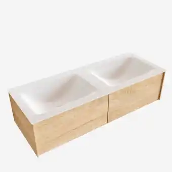 MONDIAZ LUSH 120cm badmeubel washed oak 2 lades wastafel cloud dubbel 2 kraangaten