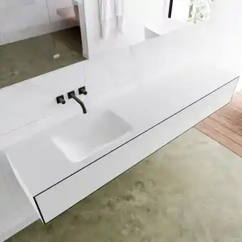 Sawiday MONDIAZ LAGOM 200cm badmeubel solid surface urban 2 lades Wastafel cloud links zonder kraangat aanbieding