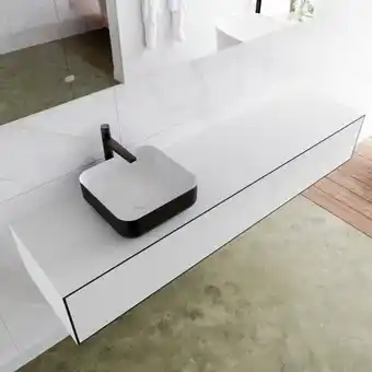 Sawiday MONDIAZ LAGOM 180cm badmeubel solid surface urban 2 lades Wastafel BINX opzetkom links 1 kraangat aanbieding
