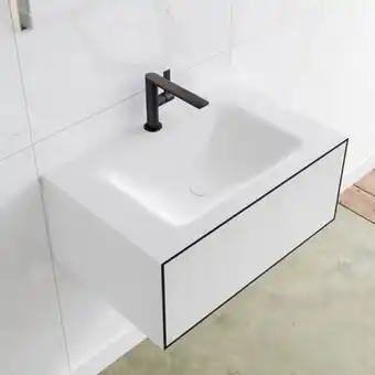 Sawiday MONDIAZ LAGOM 70cm badmeubel solid surface urban 1 lade Wastafel cloud midden 1 kraangat aanbieding