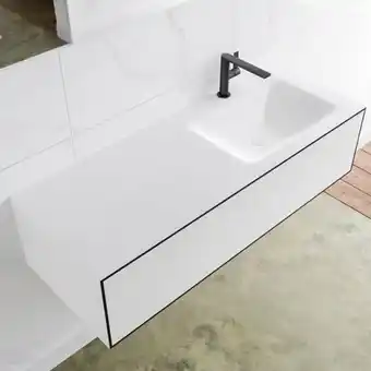 Sawiday MONDIAZ LAGOM 120cm badmeubel solid surface urban 2 lades Wastafel cloud rechts 1 kraangat aanbieding